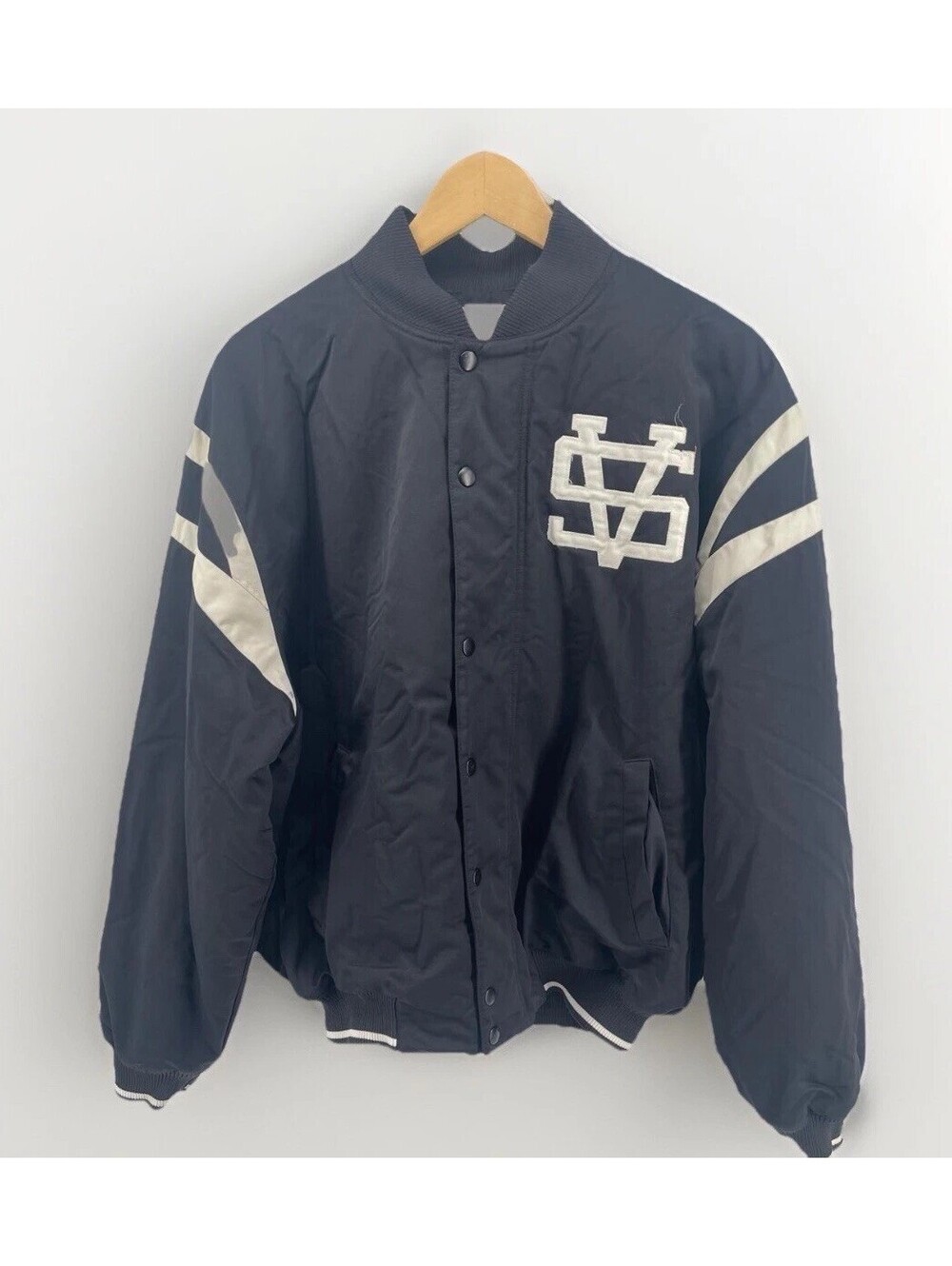 Vintage Russell Athletic Jacket Men’s Large Navy Snap Front Varsity Bomber